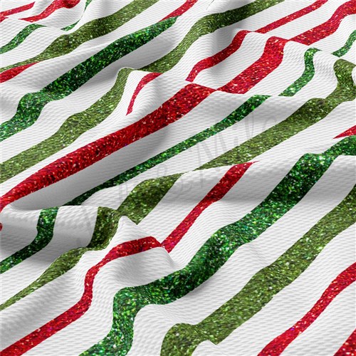 Christmas Printed Liverpool Bullet Textured Stretch Solid Strip Thick Knit Jersey Fabric