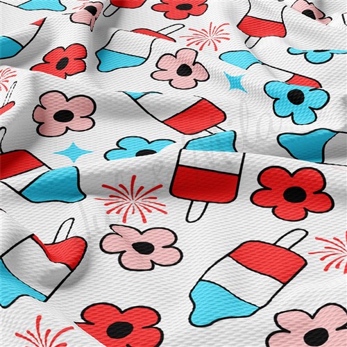 4th of July Patriotic Printed Liverpool Fabric AA1802 & Get a Free $89.99 Embroidery Bundle