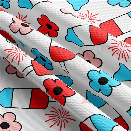 4th of July Patriotic Printed Liverpool Fabric AA1802 & Get a Free $89.99 Embroidery Bundle