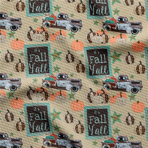 It's Fall Ya'll Printed Liverpool Bullet Textured Stretch Solid Strip Thick Knit Jersey Fabric