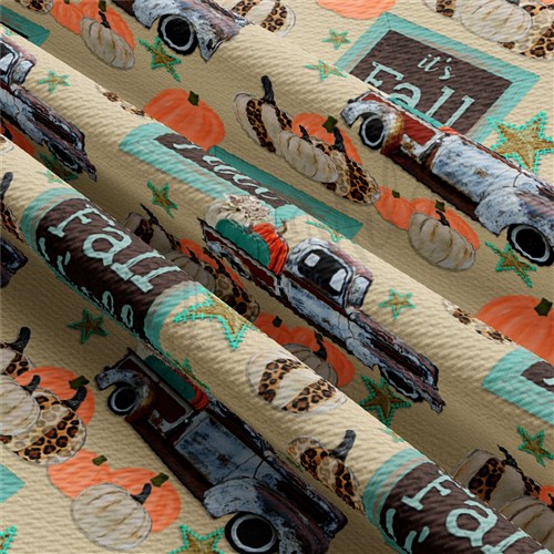 It's Fall Ya'll Printed Liverpool Bullet Textured Stretch Solid Strip Thick Knit Jersey Fabric