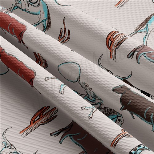 Boho Cow Animals Printed Liverpool Bullet Textured Stretch Solid Strip Thick Knit Jersey Fabric