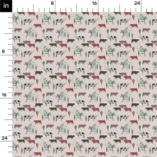 Boho Cow Animals Printed Liverpool Bullet Textured Stretch Solid Strip Thick Knit Jersey Fabric