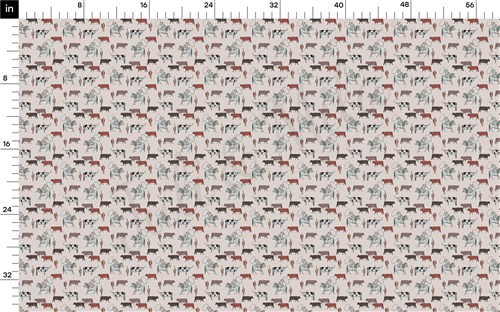 Boho Cow Animals Printed Liverpool Bullet Textured Stretch Solid Strip Thick Knit Jersey Fabric