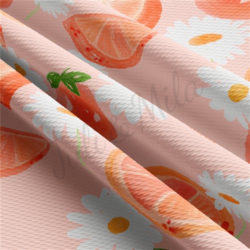 Peach Summer Printed Liverpool Bullet Textured Stretch Solid Strip Thick Knit Jersey Fabric