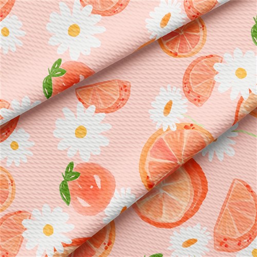 Peach Summer Printed Liverpool Bullet Textured Stretch Solid Strip Thick Knit Jersey Fabric
