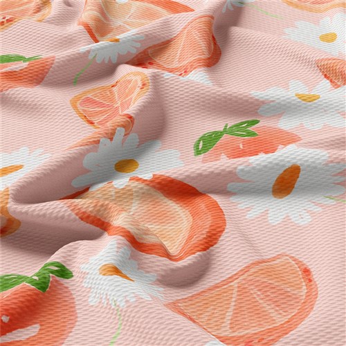 Peach Summer Printed Liverpool Bullet Textured Stretch Solid Strip Thick Knit Jersey Fabric