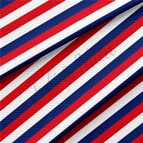 Patriotic 4th of July Liverpool Bullet Textured Stretch Solid Strip Thick Knit Jersey Fabric