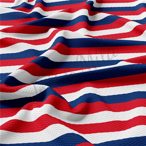 Patriotic 4th of July Liverpool Bullet Textured Stretch Solid Strip Thick Knit Jersey Fabric