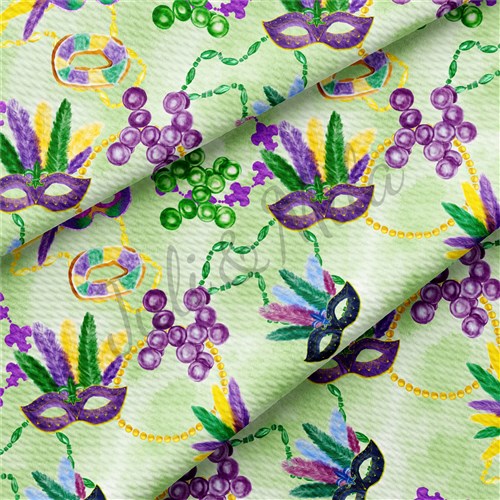 Mardi Gras Printed Liverpool Bullet Textured Stretch Solid Strip Thick Knit Jersey Fabric