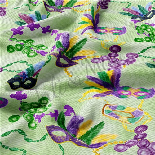 Mardi Gras Printed Liverpool Bullet Textured Stretch Solid Strip Thick Knit Jersey Fabric