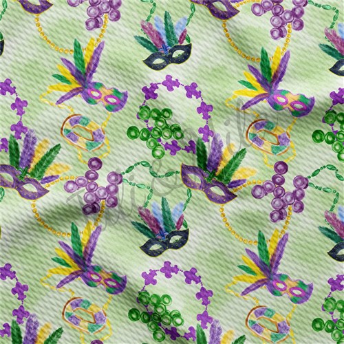 Mardi Gras Printed Liverpool Bullet Textured Stretch Solid Strip Thick Knit Jersey Fabric