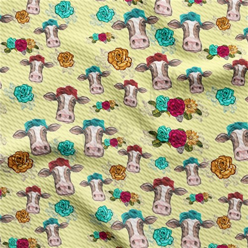 Cow Printed Liverpool Bullet Textured Stretch Solid Strip Thick Knit Jersey Fabric