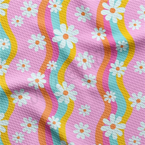 Floral Printed Liverpool Bullet Textured Stretch Solid Strip Thick Knit Jersey Fabric