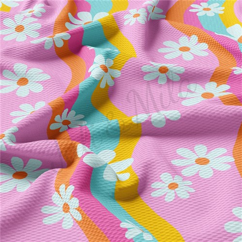 Floral Printed Liverpool Bullet Textured Stretch Solid Strip Thick Knit Jersey Fabric