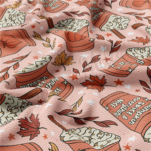 Pumpkin Printed Liverpool Bullet Textured Stretch Solid Strip Thick Knit Jersey Fabric