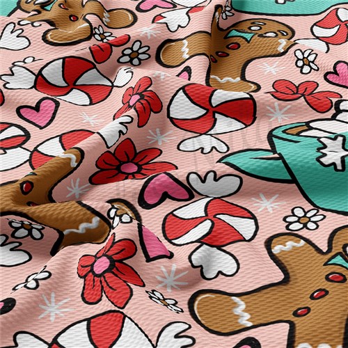 Christmas Printed Liverpool Bullet Textured Stretch Solid Strip Thick Knit Jersey Fabric