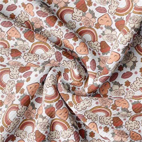 Valentine's Day Printed Liverpool Bullet Textured Stretch Solid Strip Thick Knit Jersey Fabric