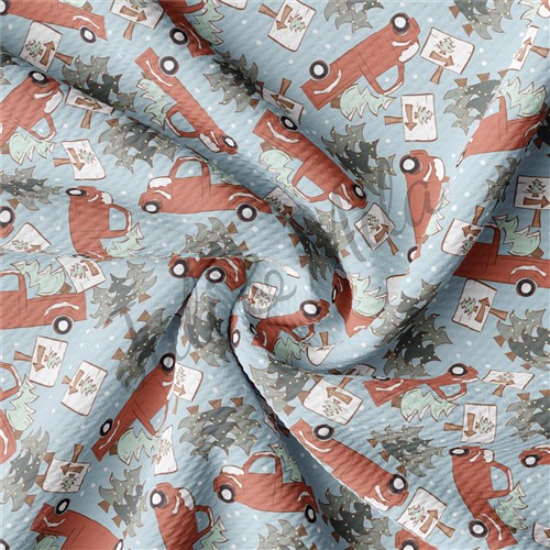 Christmas Trucks Liverpool Bullet Textured Stretch Solid Strip Thick Knit Jersey Fabric