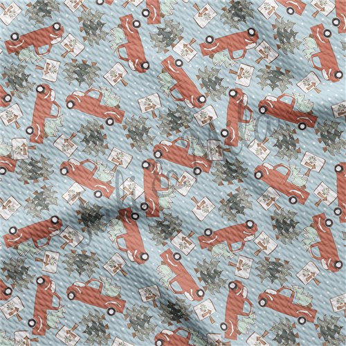 Christmas Trucks Liverpool Bullet Textured Stretch Solid Strip Thick Knit Jersey Fabric
