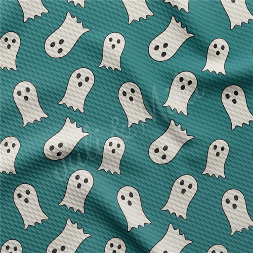 Halloween Ghost Printed Liverpool Bullet Textured Stretch Solid Strip Thick Knit Jersey Fabric