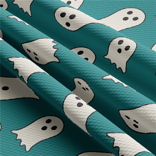 Halloween Ghost Printed Liverpool Bullet Textured Stretch Solid Strip Thick Knit Jersey Fabric