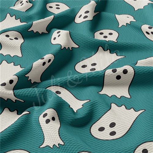 Halloween Ghost Printed Liverpool Bullet Textured Stretch Solid Strip Thick Knit Jersey Fabric