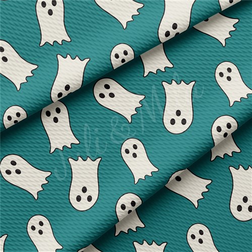 Halloween Ghost Printed Liverpool Bullet Textured Stretch Solid Strip Thick Knit Jersey Fabric