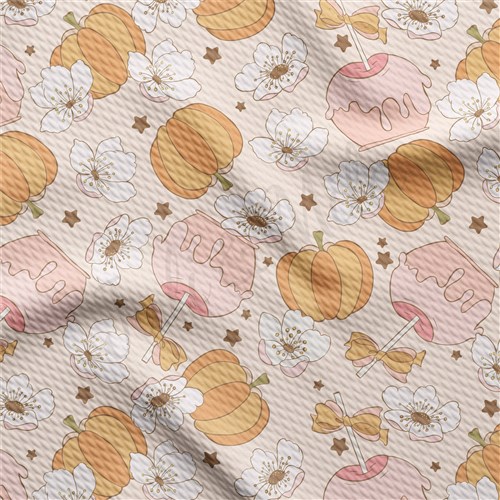 Fall Pumpkin Printed Liverpool Bullet Textured Stretch Solid Strip Thick Knit Jersey Fabric