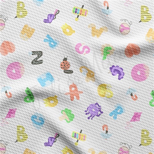 Back to School Printed Liverpool Bullet Textured Stretch Solid Strip Thick Knit Jersey Fabric