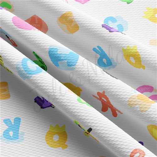 Back to School Printed Liverpool Bullet Textured Stretch Solid Strip Thick Knit Jersey Fabric