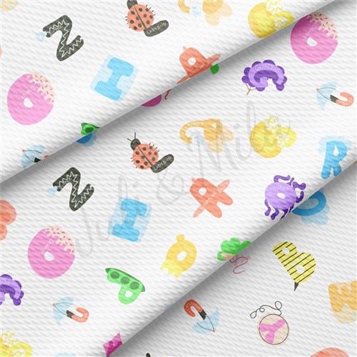 Back to School Printed Liverpool Bullet Textured Stretch Solid Strip Thick Knit Jersey Fabric