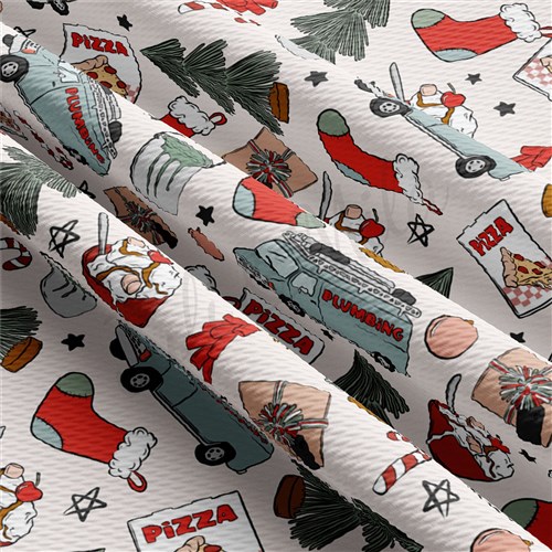 Christmas Printed Liverpool Bullet Textured Stretch Solid Strip Thick Knit Jersey Fabric