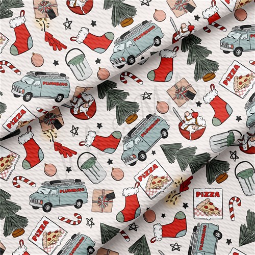 Christmas Printed Liverpool Bullet Textured Stretch Solid Strip Thick Knit Jersey Fabric