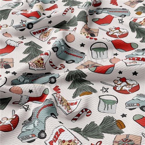 Christmas Printed Liverpool Bullet Textured Stretch Solid Strip Thick Knit Jersey Fabric