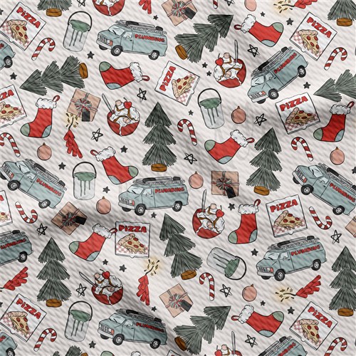 Christmas Printed Liverpool Bullet Textured Stretch Solid Strip Thick Knit Jersey Fabric