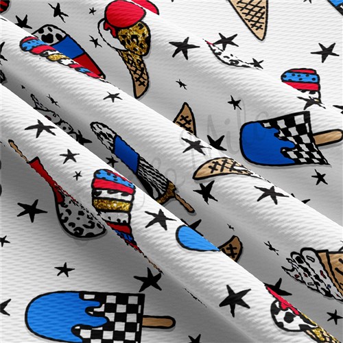 Patriotic 4th of July 1282 Liverpool Bullet Textured Stretch Solid Strip Thick Knit Jersey Fabric
