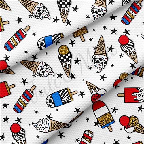 Patriotic 4th of July 1282 Liverpool Bullet Textured Stretch Solid Strip Thick Knit Jersey Fabric