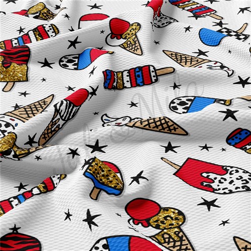 Patriotic 4th of July 1282 Liverpool Bullet Textured Stretch Solid Strip Thick Knit Jersey Fabric