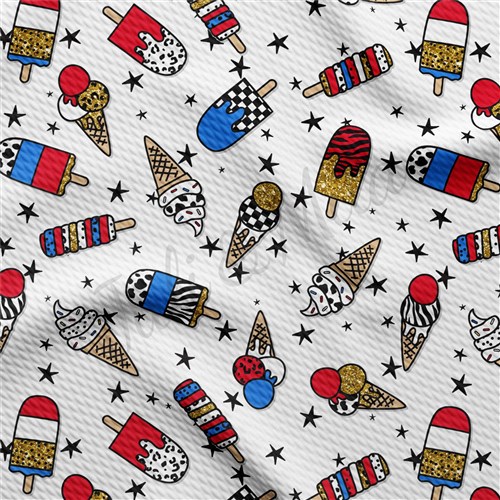 Patriotic 4th of July 1282 Liverpool Bullet Textured Stretch Solid Strip Thick Knit Jersey Fabric