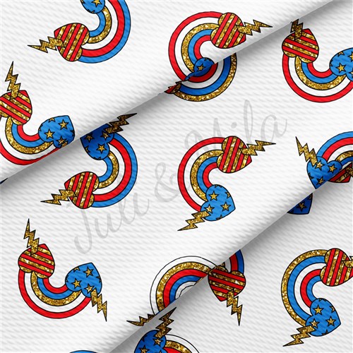 Patriotic 4th of July AA1308 Liverpool Bullet Textured Stretch Solid Strip Thick Knit Jersey Fabric