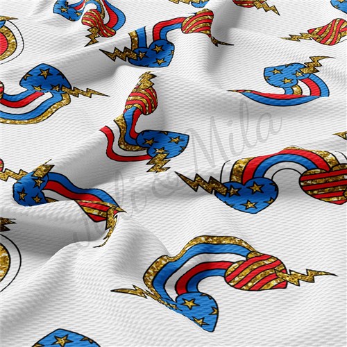 Patriotic 4th of July AA1308 Liverpool Bullet Textured Stretch Solid Strip Thick Knit Jersey Fabric