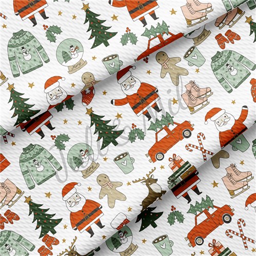 Christmas Liverpool Bullet Textured Stretch Solid Strip Thick Knit Jersey Fabric