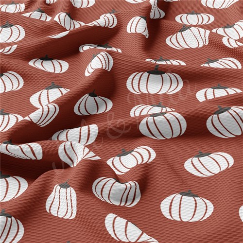 Pumpkin Fall Printed Liverpool Bullet Textured Stretch Solid Strip Thick Knit Jersey Fabric