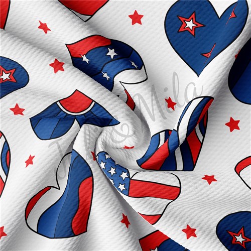 Patriotic 4th of July Printed Liverpool Stretch USA Flag (PT & Get a Free $89.99 Embroidery Bundle