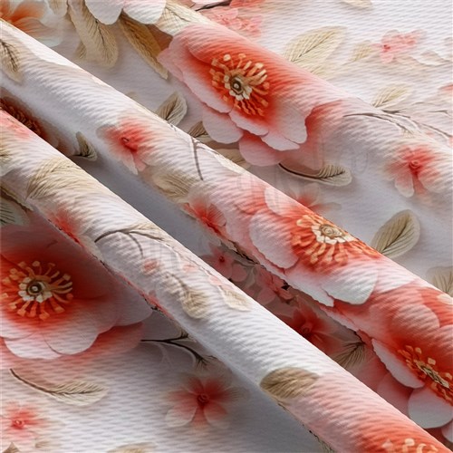 Floral flowers Embroidery Liverpool Bullet Textured Stretch Solid Strip Thick Knit Jersey Fabric