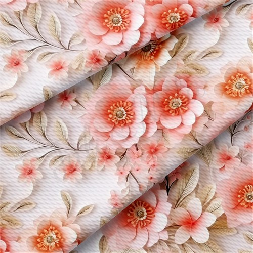Floral flowers Embroidery Liverpool Bullet Textured Stretch Solid Strip Thick Knit Jersey Fabric
