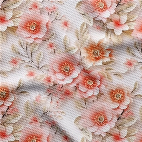 Floral flowers Embroidery Liverpool Bullet Textured Stretch Solid Strip Thick Knit Jersey Fabric