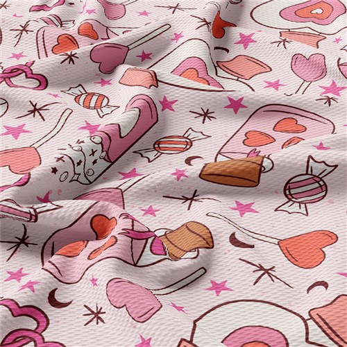 Valentine's Day Printed Liverpool Bullet Textured Stretch Solid Strip Thick Knit Jersey Fabric