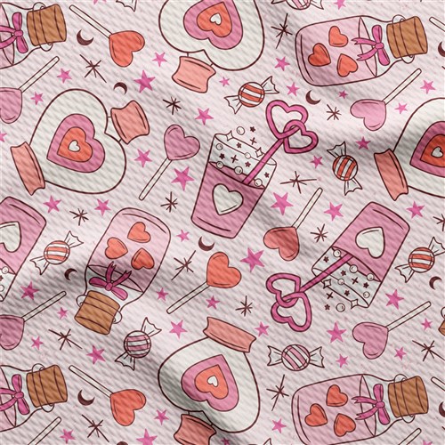 Valentine's Day Printed Liverpool Bullet Textured Stretch Solid Strip Thick Knit Jersey Fabric